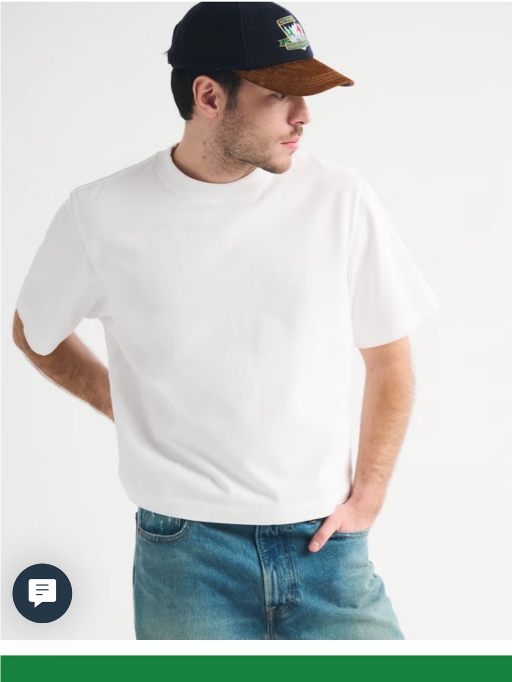 Abercrombie & Fitch White Short Sleeve Tee with Brown Elbow Patches